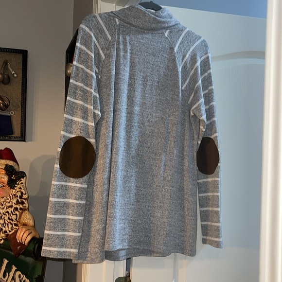 Marven Cowl Neck Elbow Patch Knit Top - Picture 7 of 7